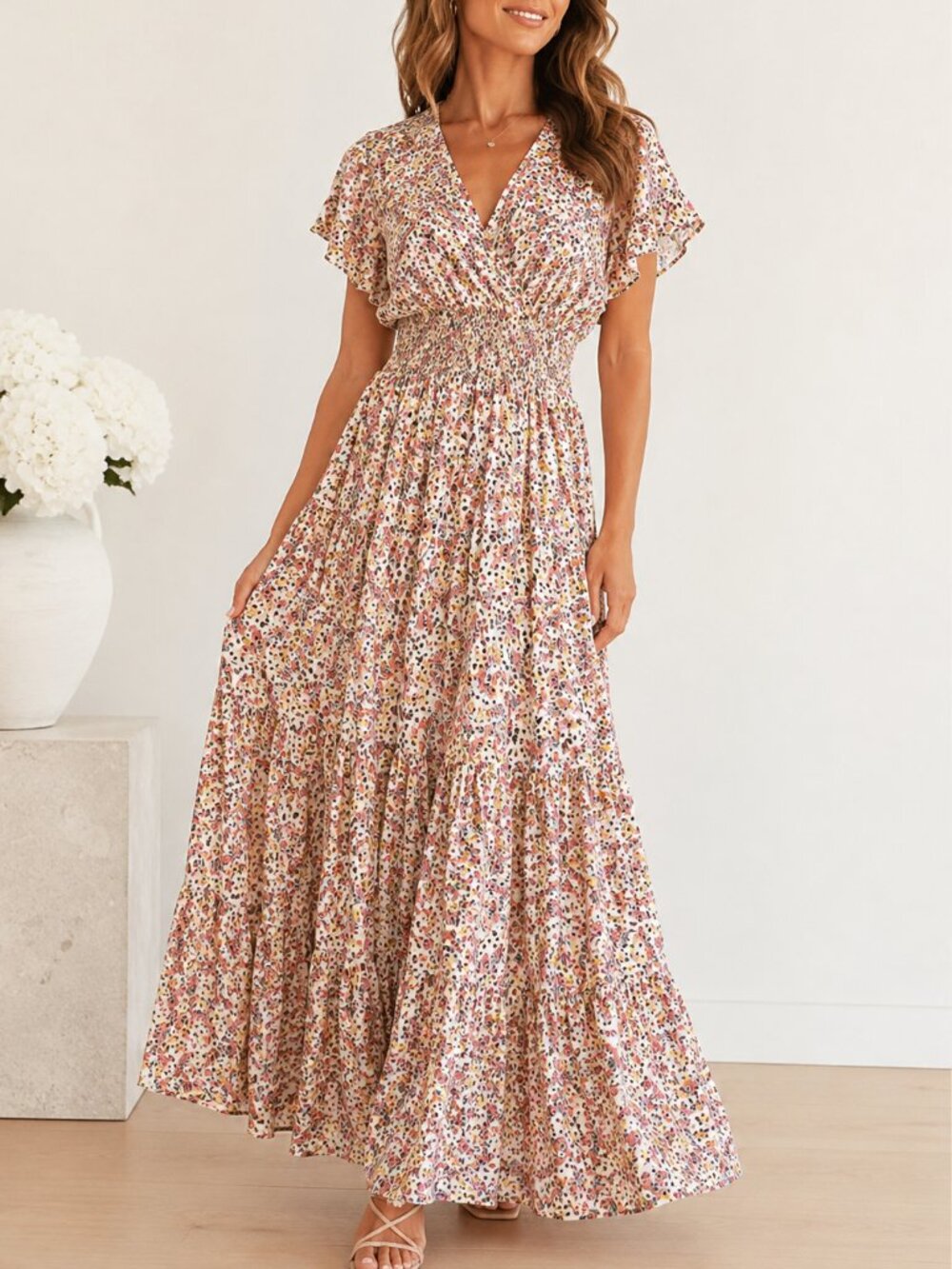 Petal & Pup Floral Maxi Dress | Cottagecore Tiered Wrap Midi Dress l Flattering